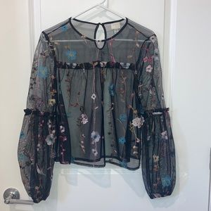 Floral Mesh Top XS